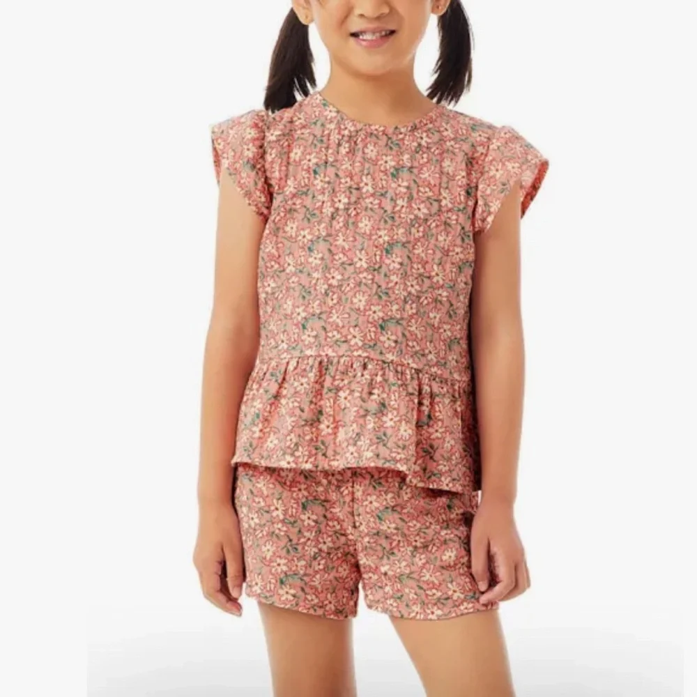 Members Mark Girls 2 Piece Pink Floral Playwear Set - 12 months - NIP